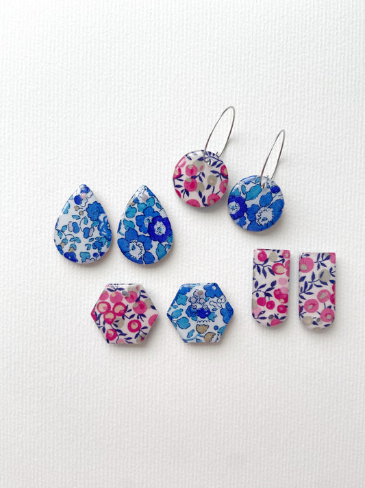 Betsy Ann (blue) and Wiltshire Bud (pink) - Reversible hoops